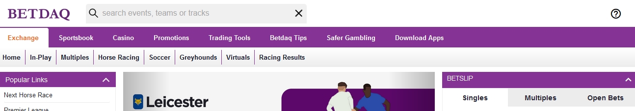 Banner atas situs BETDAQ Exchange